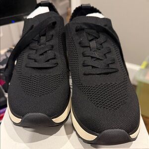 Nordstrom Rack Lesley sneakers. Black fabric, white, cream bottom. Brand new.